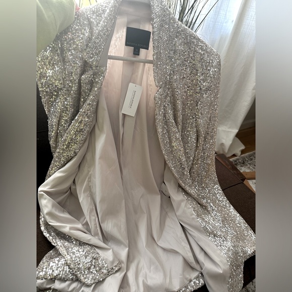 BANANA REPUBLIC BLAZER SEQUIN JACKET  CHAMPAGNE SILVER  NWT - Picture 4 of 5